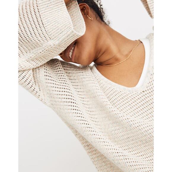 Madewell Small S Rainbow Marled Seville Pullover Sweater V Neck Cotton Boxy Fit - Picture 11 of 11